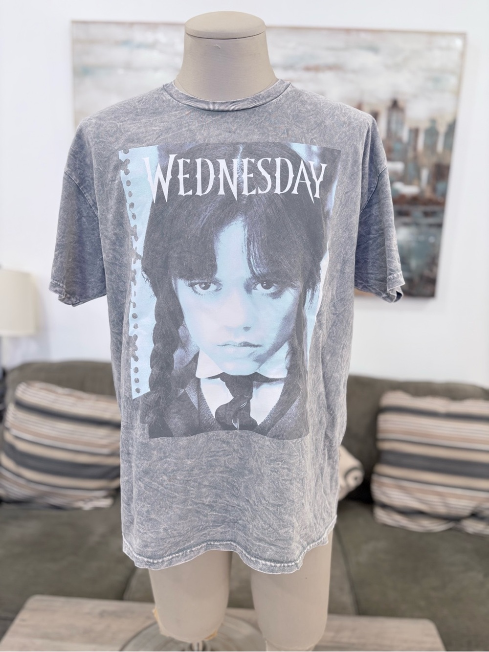 Wednesday Addams Graphic Tee - Gray/Blue - Picture 4 of 12